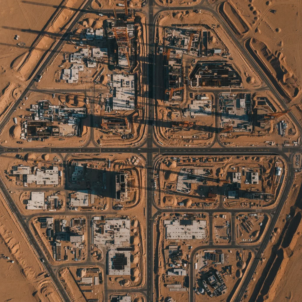 Megaproject construction site in the Saudi desert