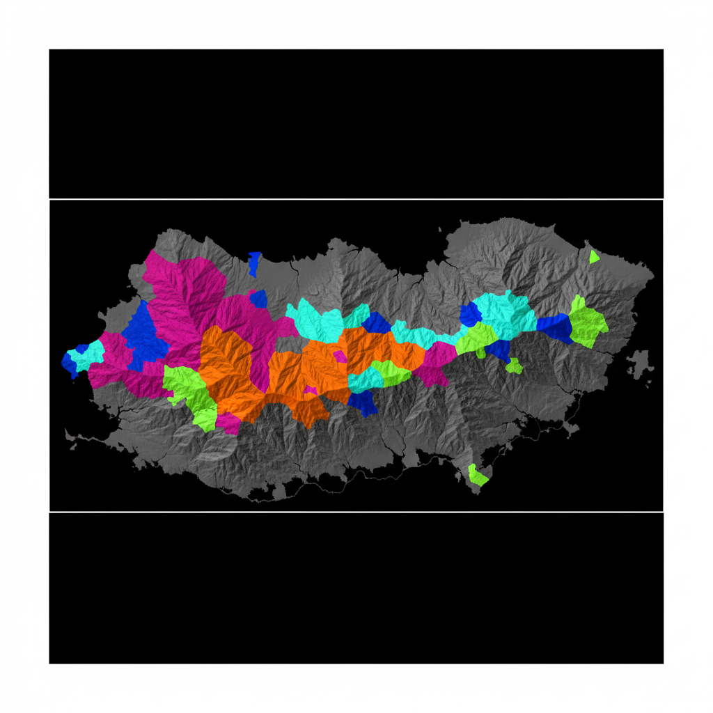 Hyperspectral mineral alteration classification map over hillshade