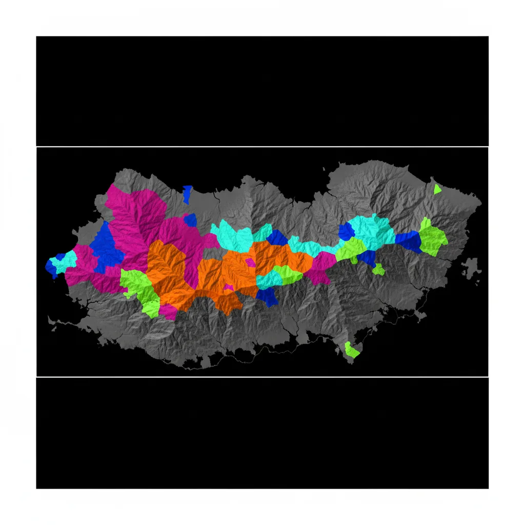Hyperspectral mineral alteration classification map over hillshade