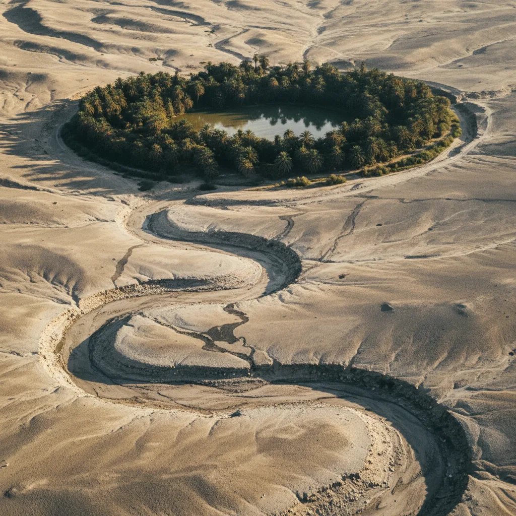 Desert wadi where aquifer recharge concentrates