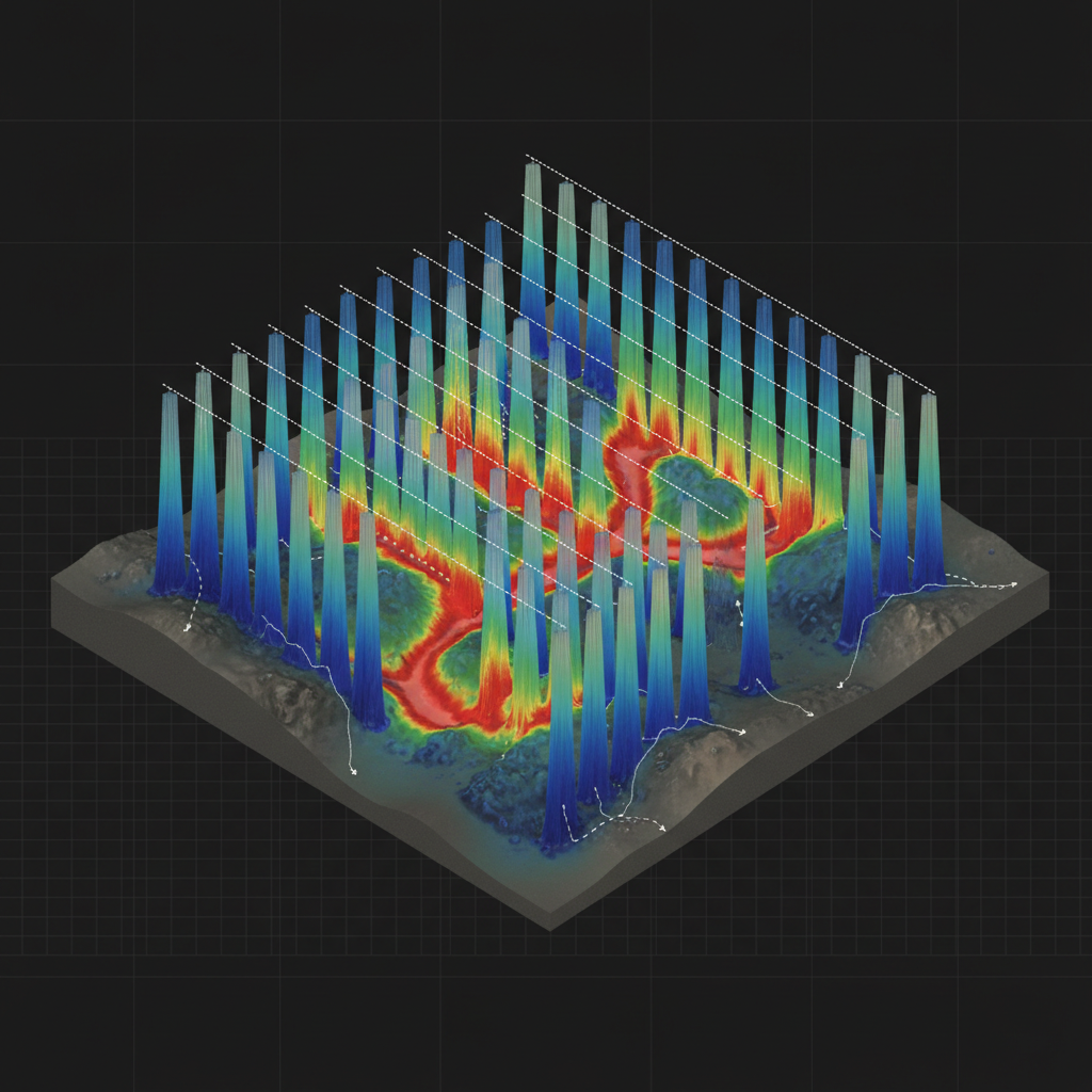 3D airborne EM conductivity-depth model with survey flight lines