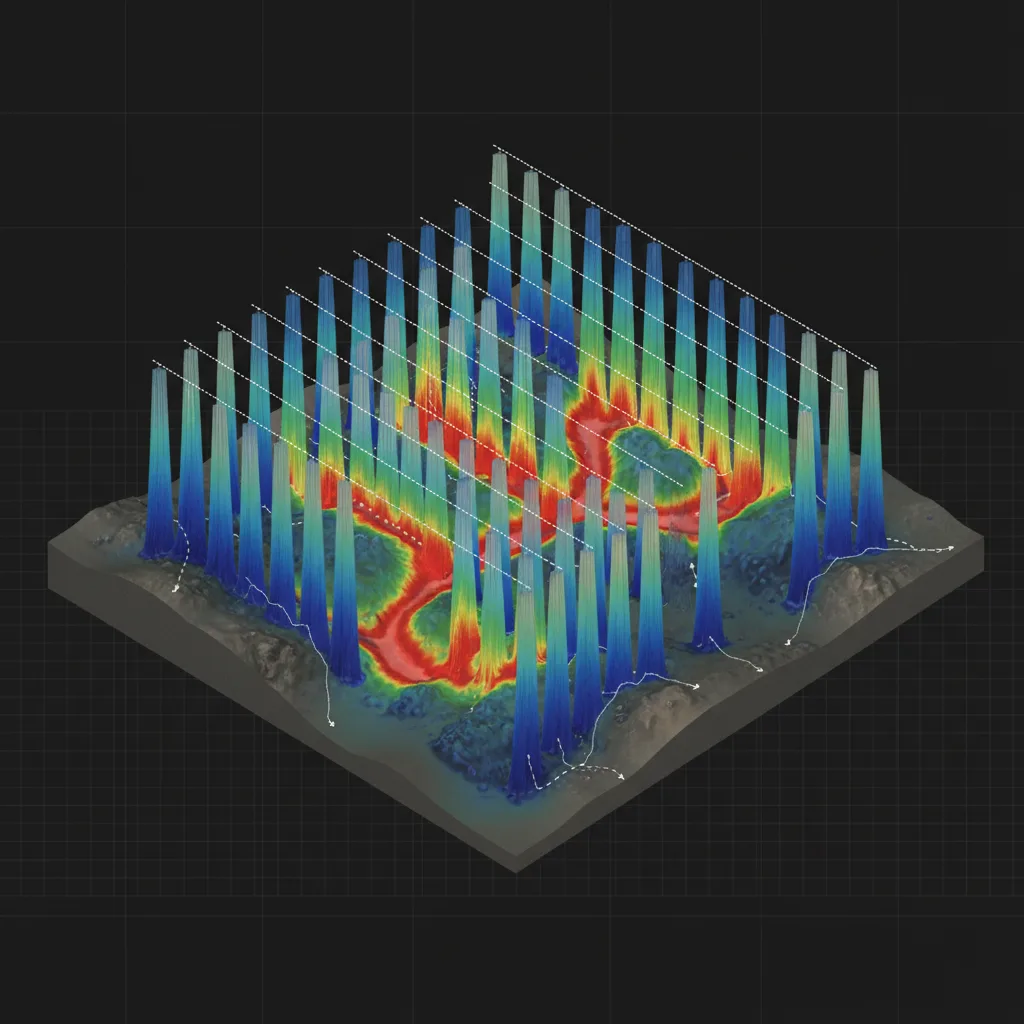 3D airborne EM conductivity-depth model with survey flight lines